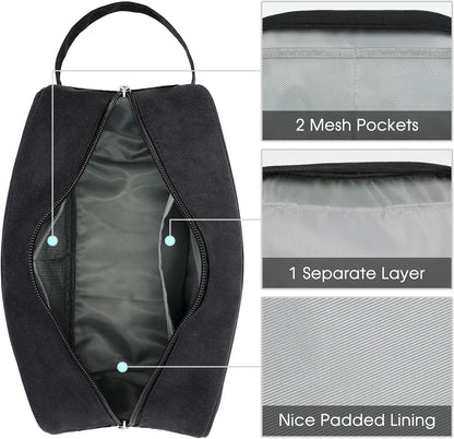 Travel Toiletry Wash Bag for Men and Women Traveling Dopp Kit Shaving Bag for Toiletries Accessories (Black)